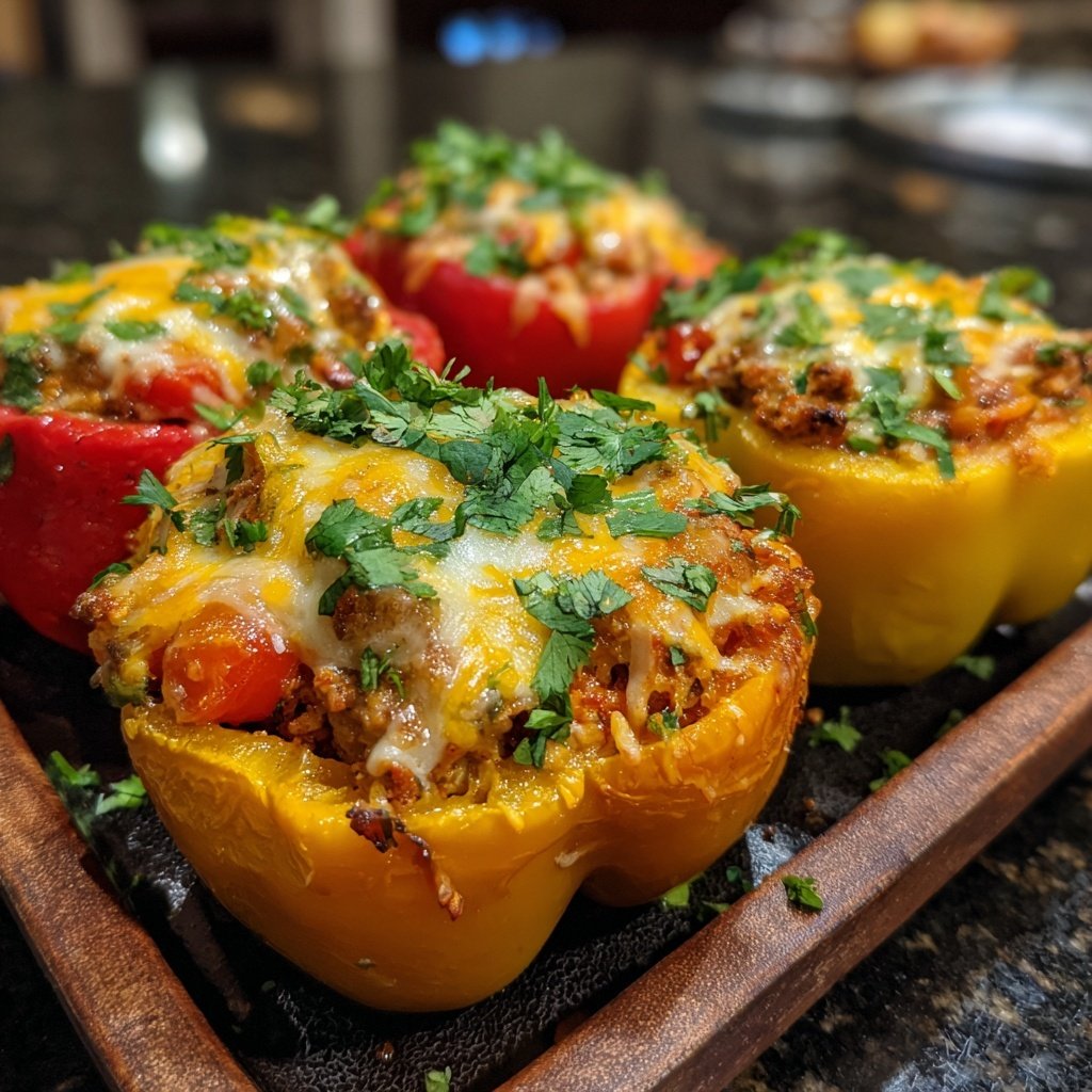 Ground Turkey Taco Stuffed Peppers