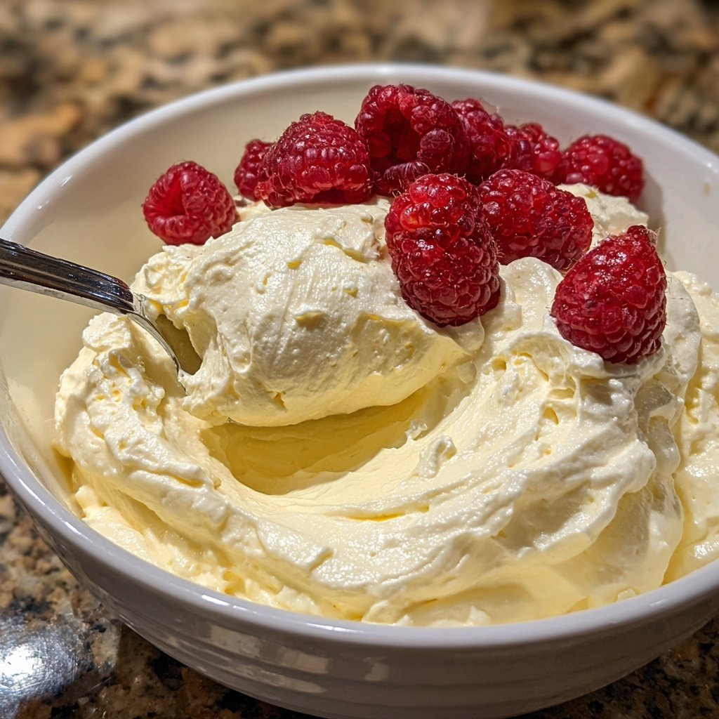 White Chocolate Mousse with Raspberry