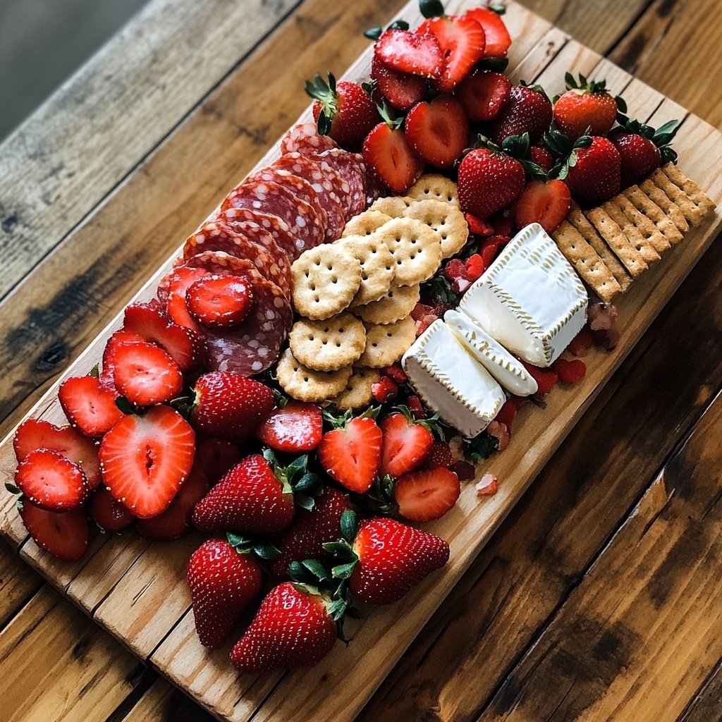 Valentines Charcuterie Board with Fruit and Crackers