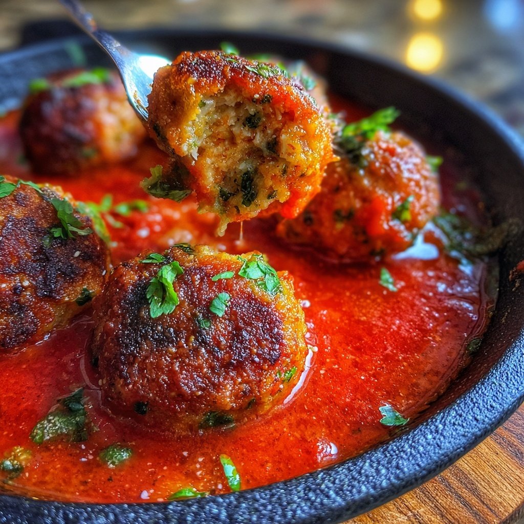 Ground Chicken Meatballs In Tomato Sauce