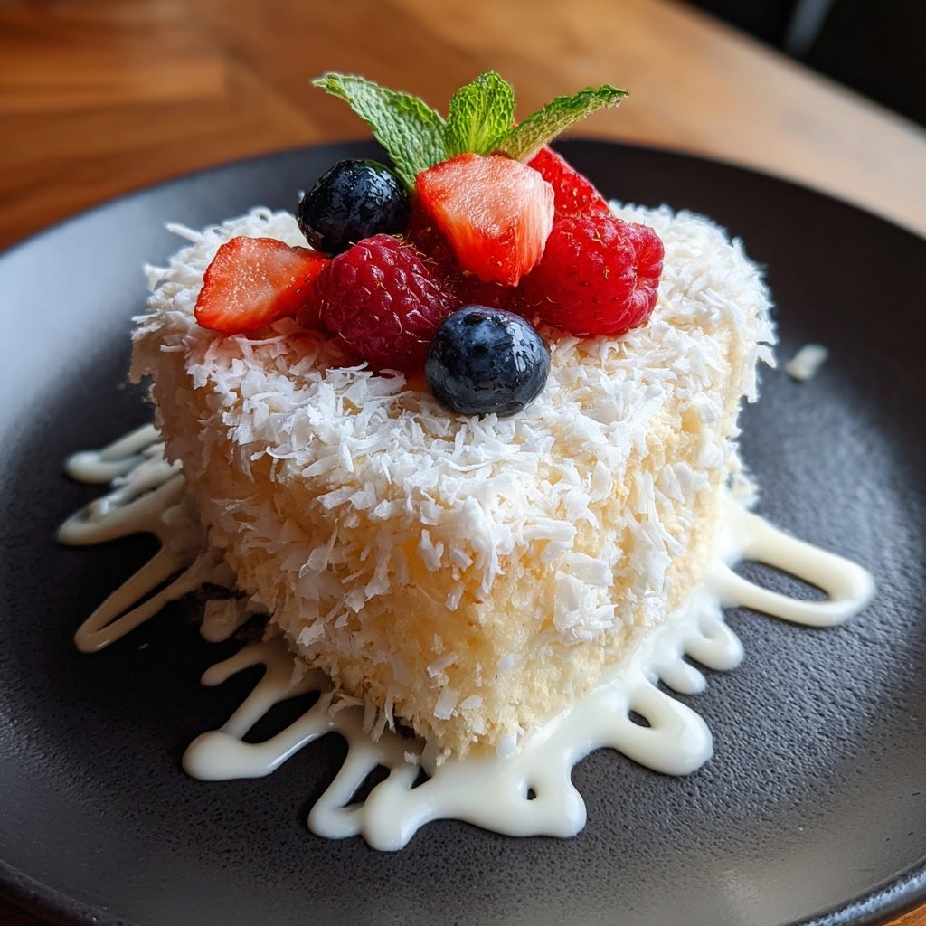 Mini Heart Cake with Coconut Berry Cream