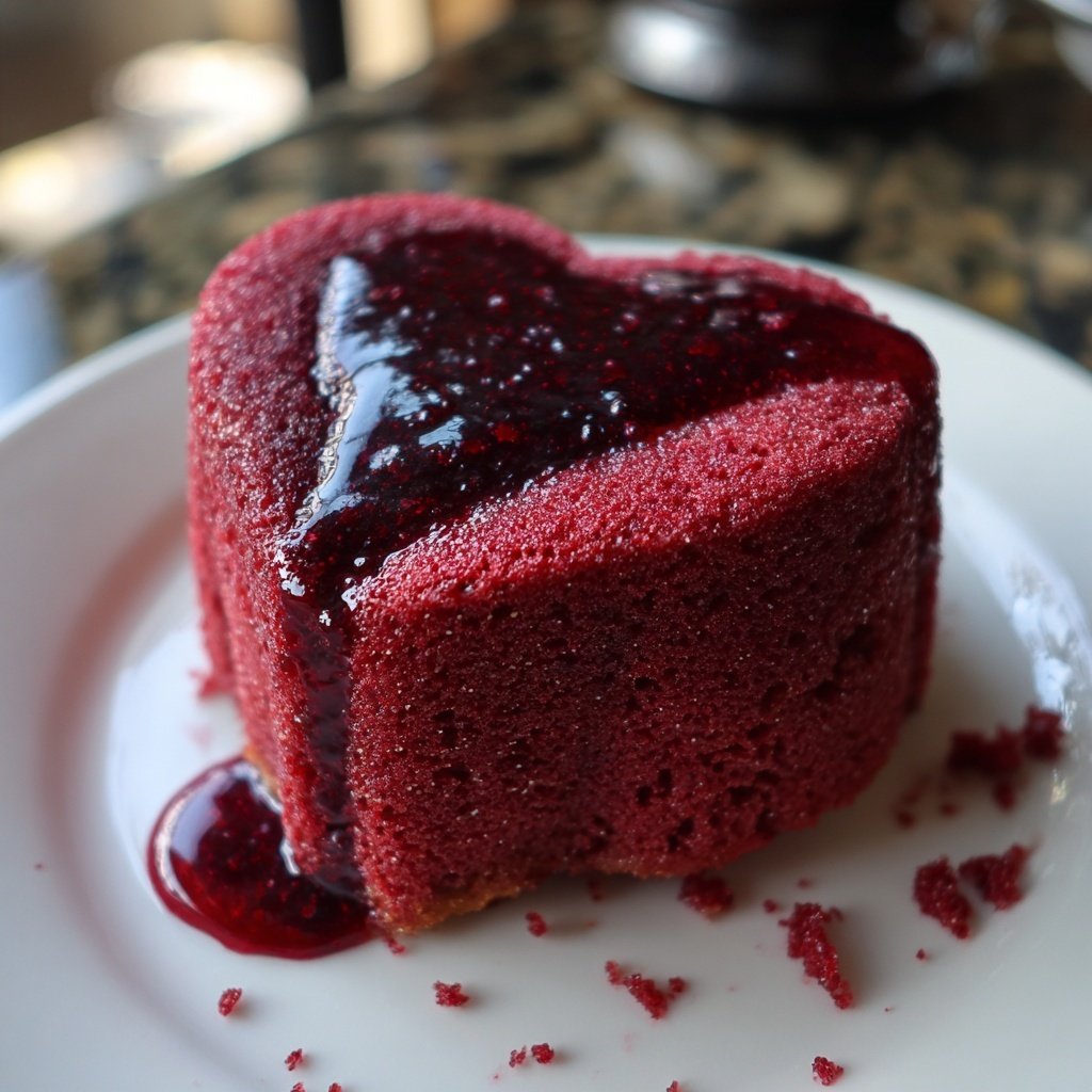 Mini Heart Cake with Berry Glaze