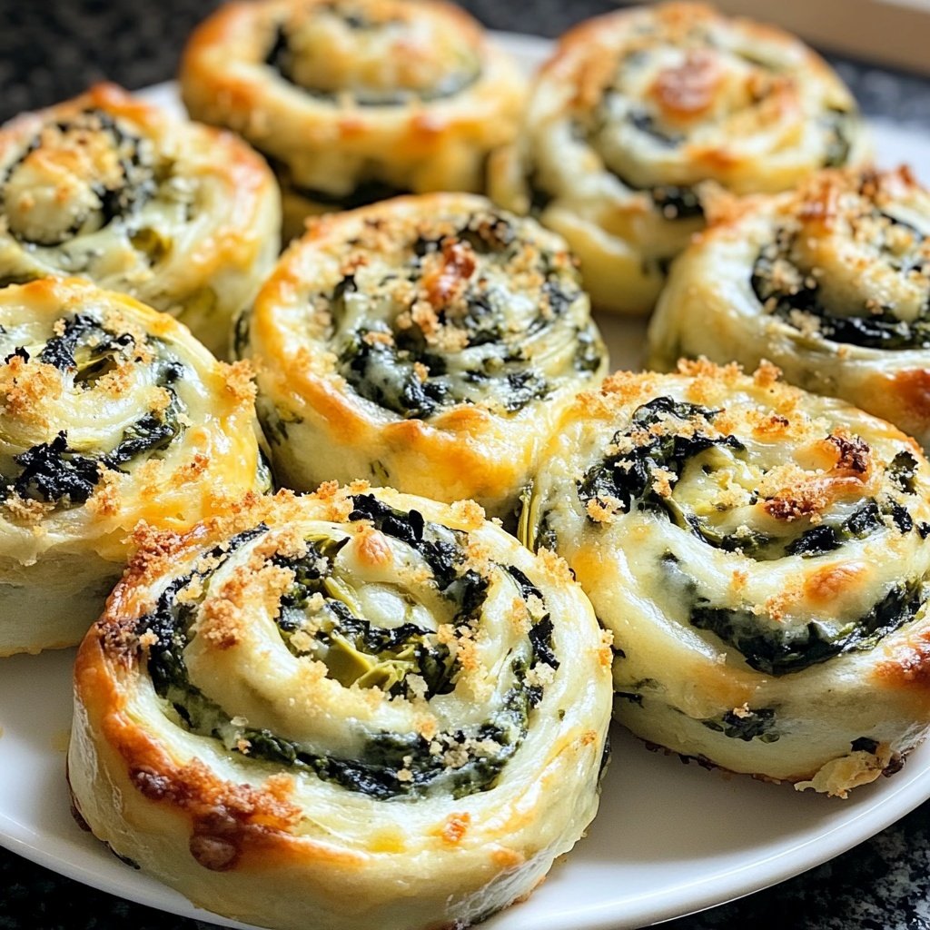 Cheesy Spinach and Artichoke Pinwheels